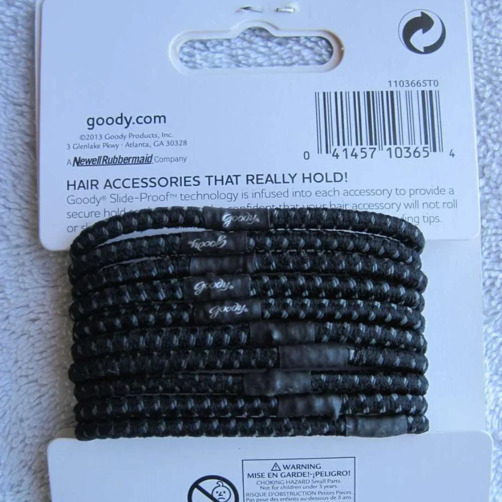 10 Black 2013 Goody Ouchless Stay Put Ponytailer Hair Bands No Metal Elastics W